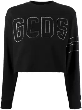 Укороченная толстовка с логотипом GCDS, черный