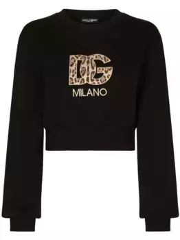 Укороченная толстовка с нашивкой-логотипом DOLCE & GABBANA, черный