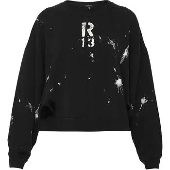 Укороченная толстовка с принтом «Брызги краски» R13, черный