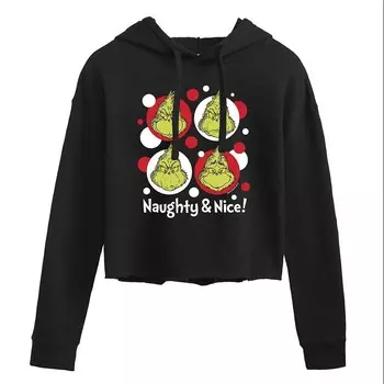 Укороченная толстовка с рисунком Dr. Seuss's The Grinch для юниоров Naughty & Nice Licensed Character, черный