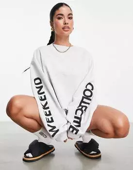 Укороченная толстовка с рисунком на рукавах ASOS Weekend Collective из мергеля льда
