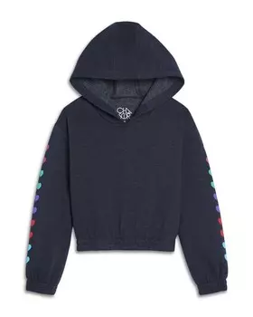 Укороченная толстовка с рисунком на рукавах и рисунками CHASER Avalon для девочек — Big Kid, синий