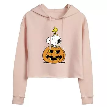 Укороченная толстовка с рисунком тыквы Juniors' Peanuts Snoopy & Woodstock Licensed Character