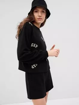 Укороченная толстовка с укороченным логотипом Gap, черный