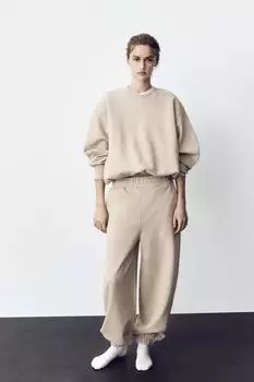 Укороченная толстовка с воздушным шаром ZARA, цвет Tan marl