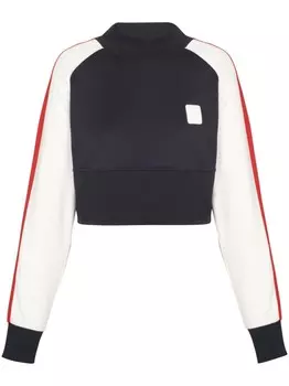 Укороченная толстовка с вышитым логотипом Balmain, синий