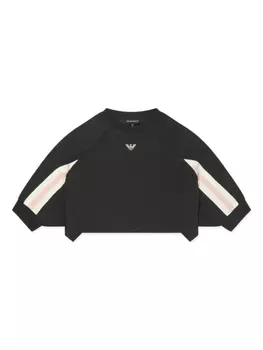 Укороченная толстовка с жаккардовым логотипом Emporio Armani Kids, синий