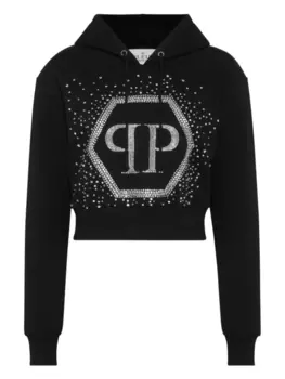 Укороченная толстовка со стразами Venice Beach Philipp Plein, черный