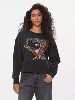 Укороченная толстовка Tommy Jeans, черный