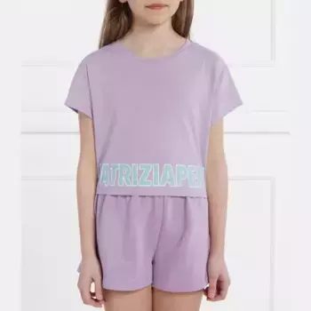 Укороченная трикотажная футболка Patrizia Pepe, лавандовый