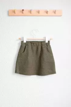 Укороченная юбка из вареной шерсти с косыми карманами Josette, зеленый