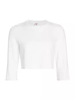 Укороченная университетская футболка Re/Done, белый