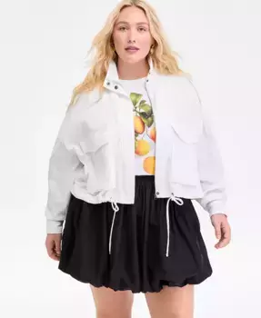 Укороченная утилитарная куртка на пуговицах с затягивающимся низом больших размеров On 34th, белый