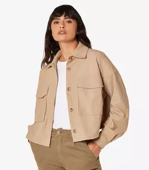 Укороченная вельветовая рубашка абрикосового цвета Apricot, светло-серый