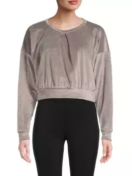 Укороченная велюровая толстовка со складками Theo &amp; Spence Smoke