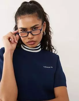 Укороченная водолазка синего цвета adidas Originals