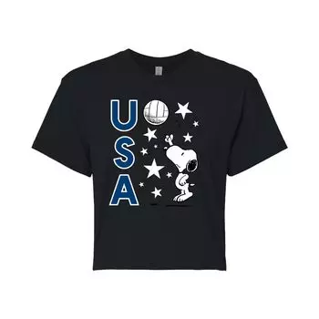 Укороченная волейбольная футболка для юниоров Peanuts Snoopy USA Licensed Character, черный