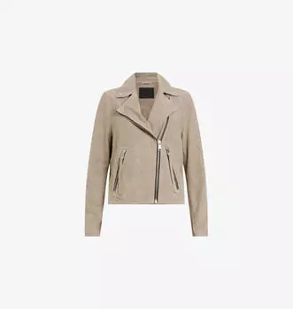 Укороченная замшевая байкерская куртка Dalby прямого кроя Allsaints, коричневый