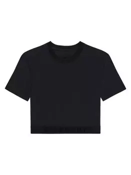 Укороченная жаккардовая футболка с логотипом по краю Givenchy, черный