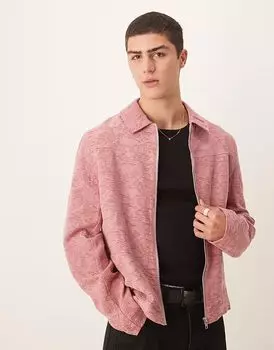 Укороченная жаккардовая куртка-харрингтон ASOS DESIGN розового цвета