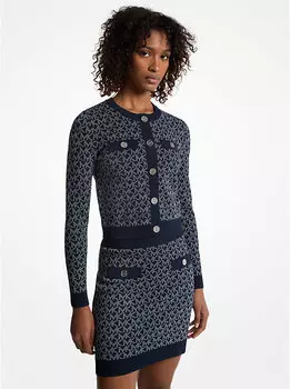 Укороченная жаккардовая куртка с логотипом Michael Kors, синий