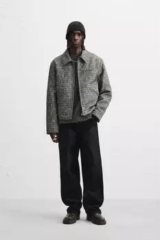 Укороченная жаккардовая куртка ZARA, синий/черный