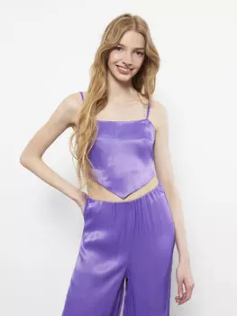 Укороченная Женская атласная блузка с квадратным вырезом и прямым ремешком Xside