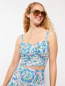 Укороченная Женская блузка из вискозы с воротником-сердечком Xside