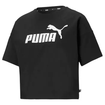 Укороченная женская футболка с логотипом Essentials PUMA, черный черный