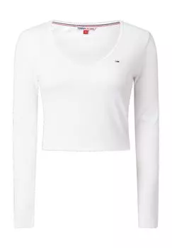 Укороченная женская рубашка с длинными рукавами и V-образным вырезом TOMMY Jeans, цвет Ybr White