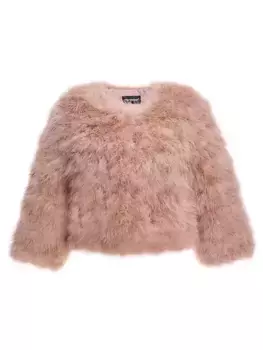 Укороченное болеро без воротника с перьями Maximilian, бежевый