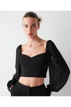 Укороченное бюстье из тюля pekyol, черный