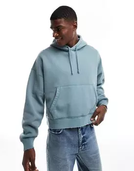 Укороченное худи Abercrombie & Fitch винтажного серо-синего цвета