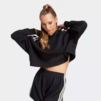 укороченное худи adicolor с 3 полосками adidas Originals, цвет black