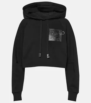 Укороченное худи anagram из хлопкового джерси Loewe, черный