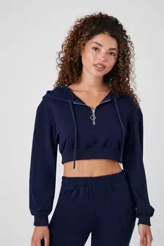 Укороченное худи из френч-терри Forever 21, нави