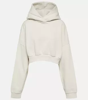 Укороченное худи из хлопкового флиса Entire Studios, белый