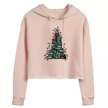 Укороченное худи Juniors' Book Christmas Tree Licensed Character, розовый