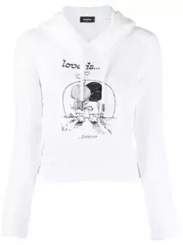 Укороченное худи Love is Forever DSQUARED2, белый