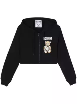 Укороченное худи Moschino, черный