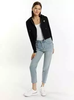 Укороченное худи на молнии Mymo, черный