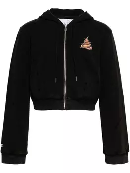 Укороченное худи на молнии с надписью Natasha Zinko