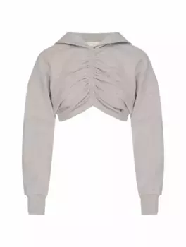 Укороченное худи с драпировкой Palm Angels, серый