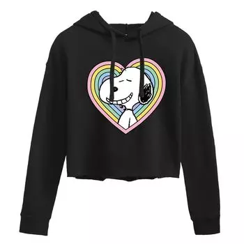 Укороченное худи с графическим рисунком Peanuts Snoopy Heart для детей Juniors Licensed Character, черный