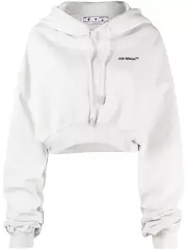 Укороченное худи с логотипом OFF-WHITE, нейтральный