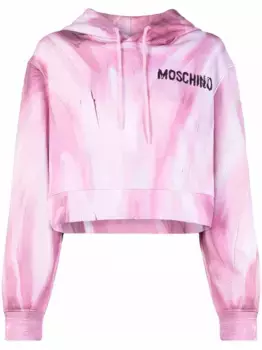 Укороченное худи с принтом Brushstroke Moschino, розовый