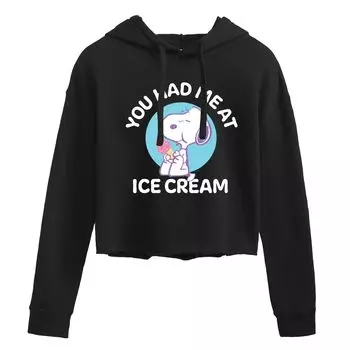 Худи с рисунком Peanuts Ice Cream Juniors Licensed Character, черный