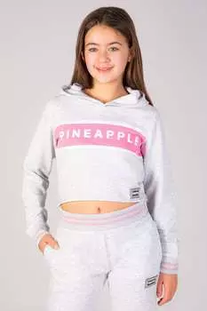 Укороченное худи со вставками для девочек Pineapple, серый