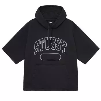Укороченное худи свободного кроя Stussy с короткими рукавами, цвет Черный