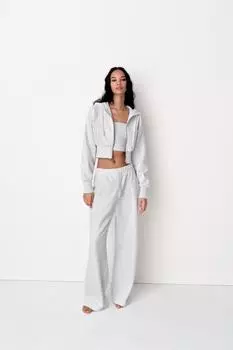 Укороченное худи ZARA, серый мергель